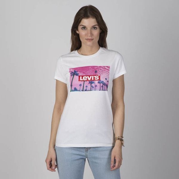 Levi s T shirt WMNS The Perfect Tee Pink Palm white Bludshop