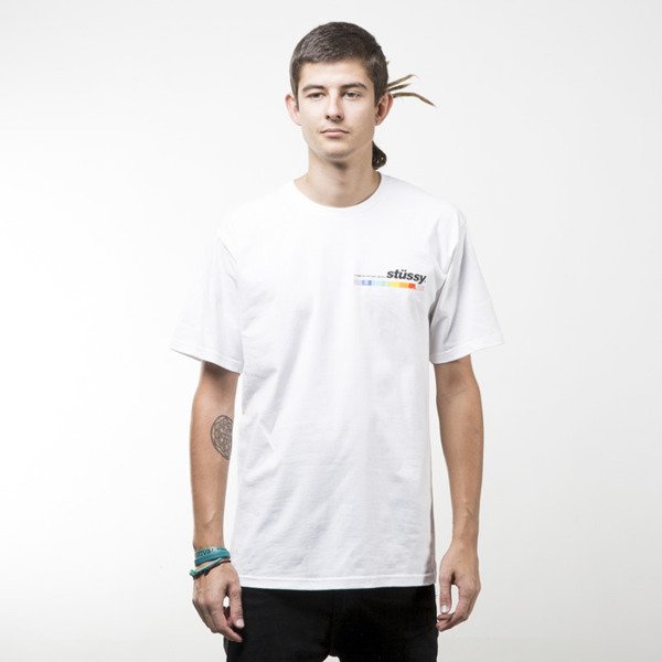 Stussy T Shirt Color Bar White Bludshop Com