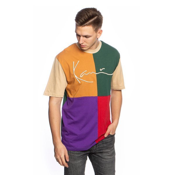 Karl Kani T-shirt Signature Block Tee sand/green/purple | Bludshop.com