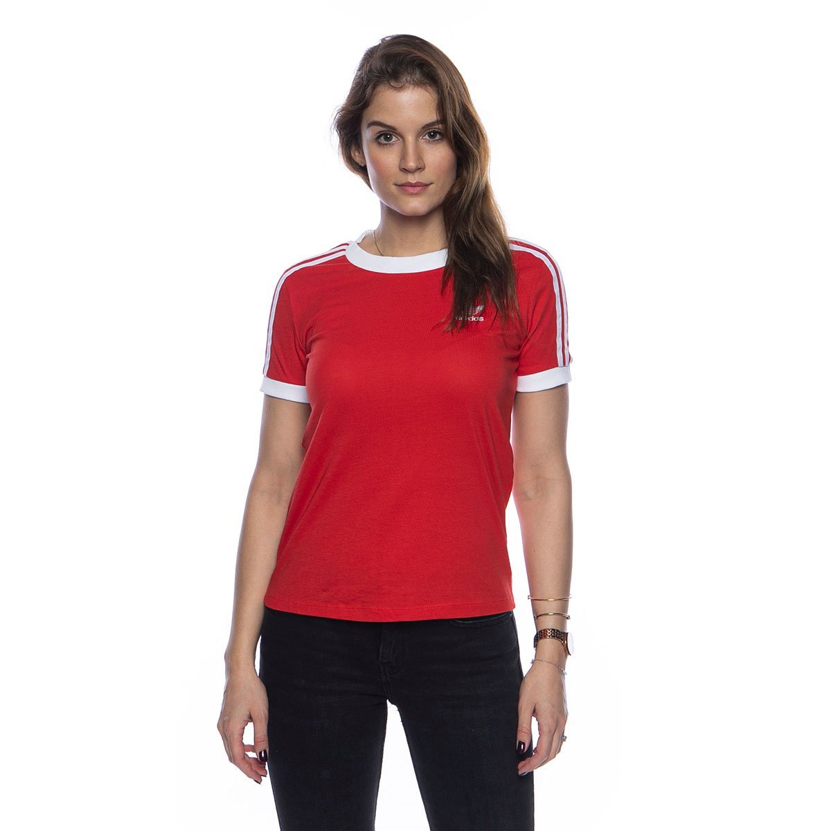 red and white adidas shirt womens