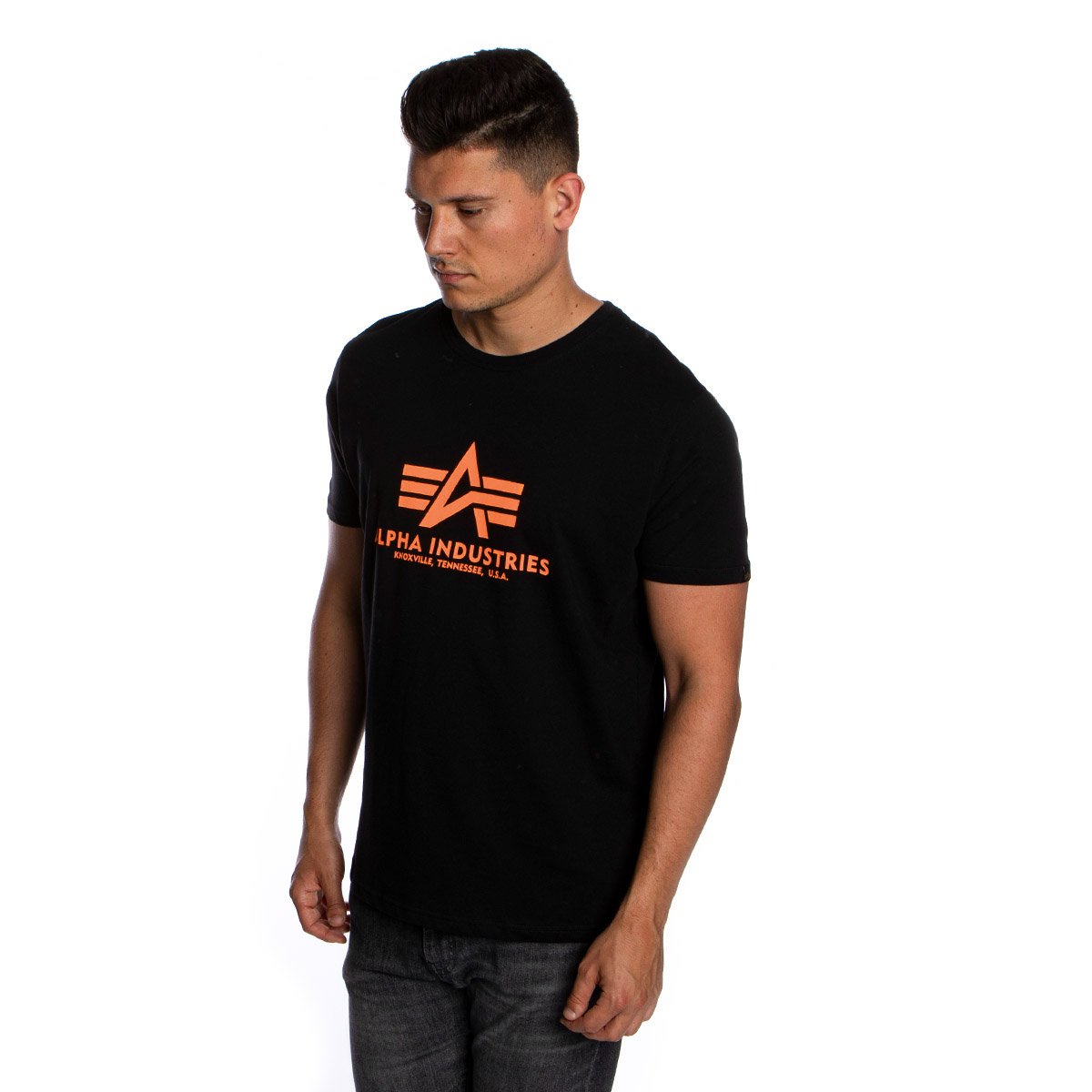 Alpha Industries Basic T-shirt Neon Print black/neon orange