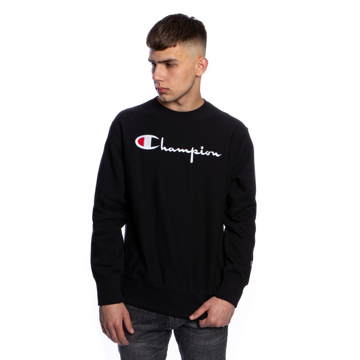 Champion Premium Crewneck Sweatshirt black | Bludshop.com