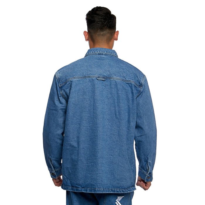 Karl Kani Gradient Denim shirt jacket in blue/pink