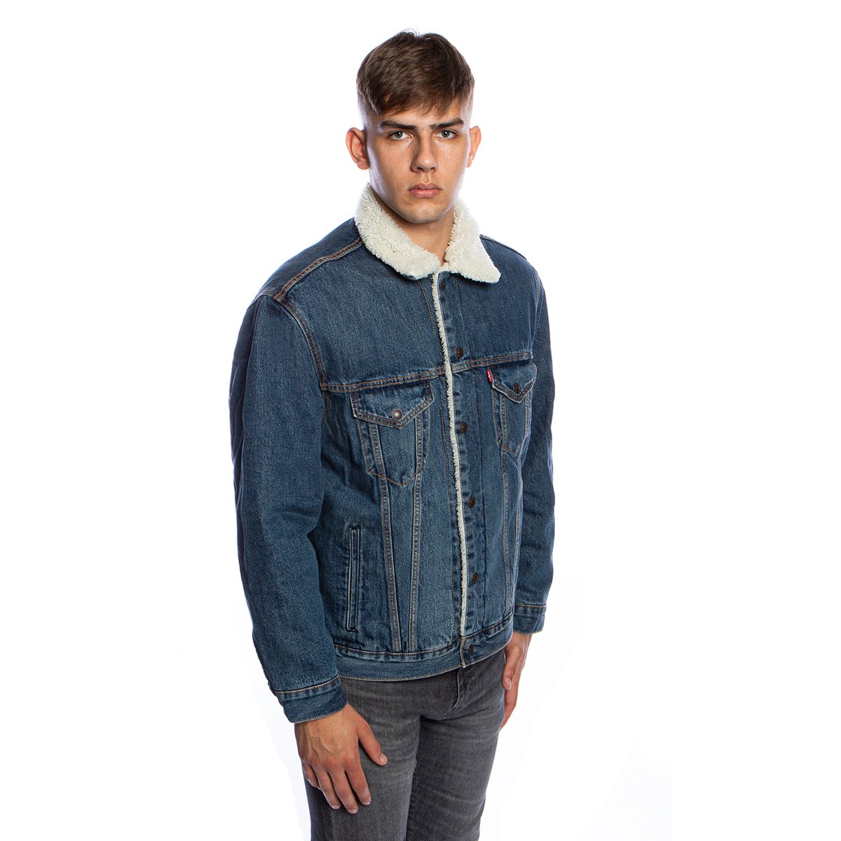 Jacket Levi's VTG Fit Sherpa Trucker V navy | Bludshop.com