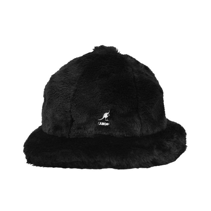 kangol faux fur casual bucket hat in leopard print