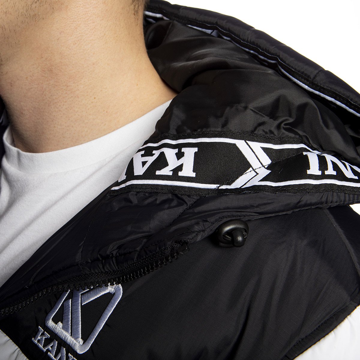 Karl Kani OG Hooded Block Puffer Jacket white/black | Bludshop.com