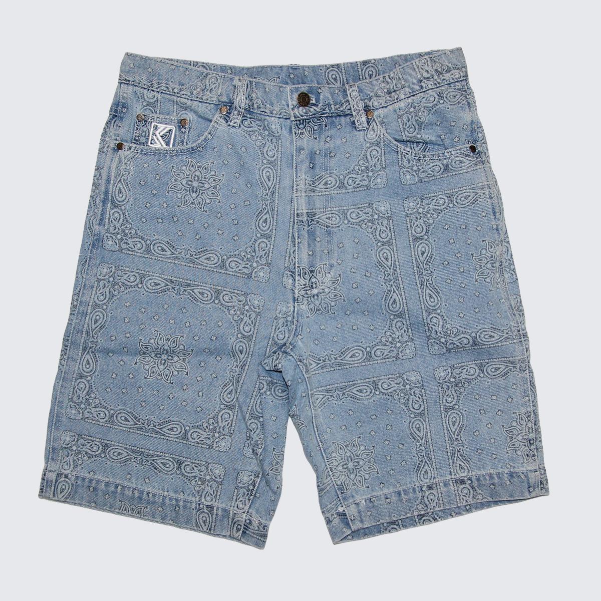 Karl Kani OG Paisley Denim Shorts bleached blue | Bludshop.com