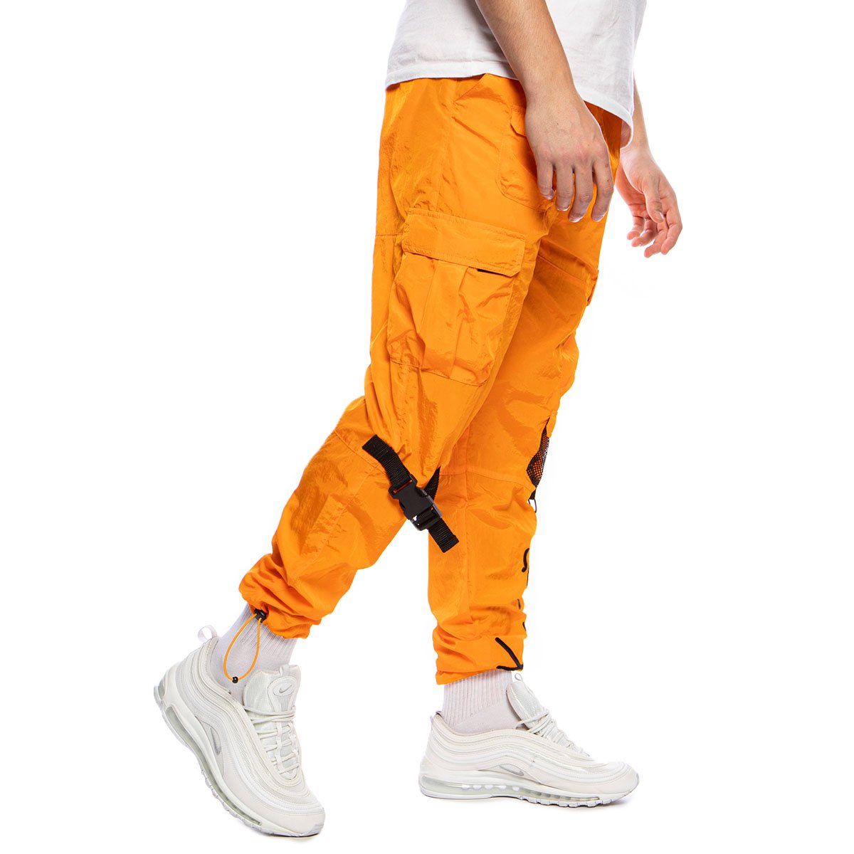 Karl Kani Signature Crincle Nylon Cargo Pants orange | Bludshop.com