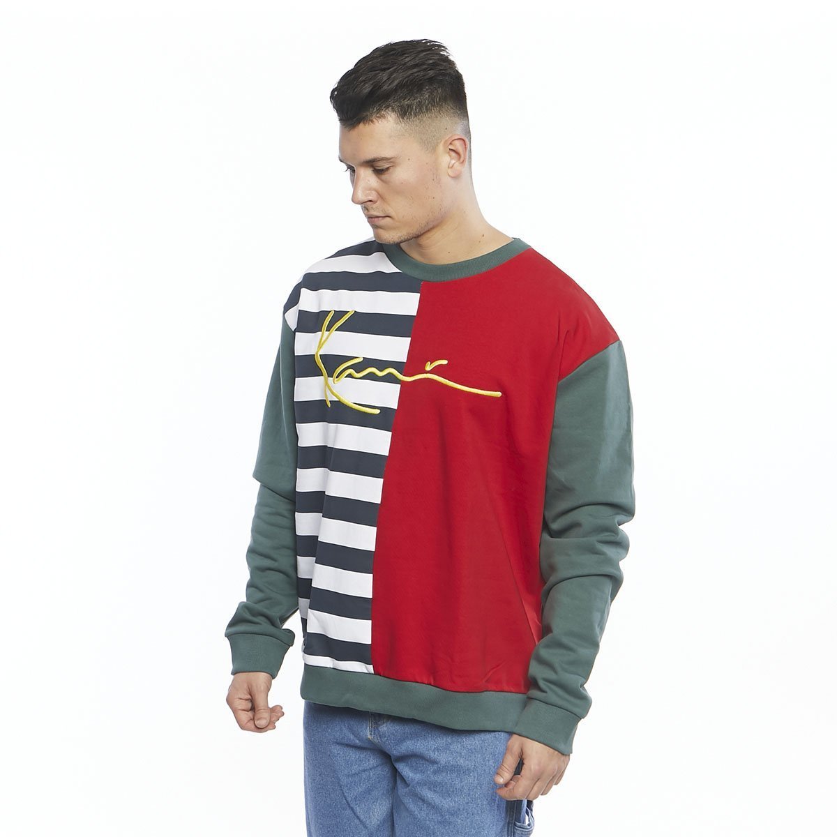 Karl Kani Sweatshirt Signature Block Crew navy/white/red/green ...