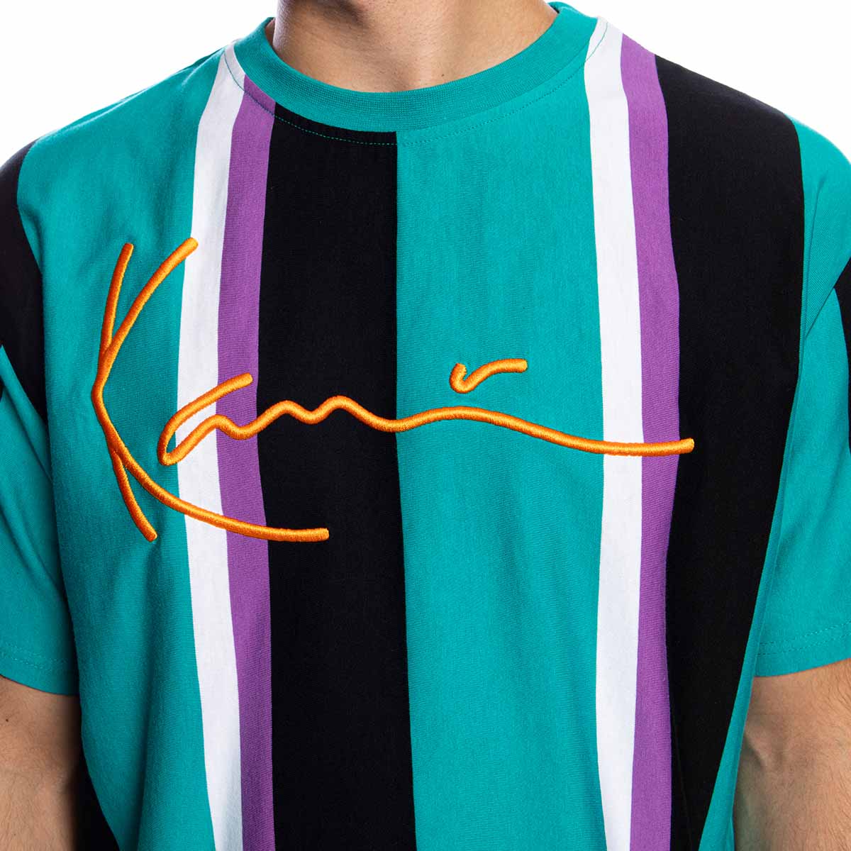 Karl Kani T-shirt Faded Stripe Signature Tee turquoise | Bludshop.com