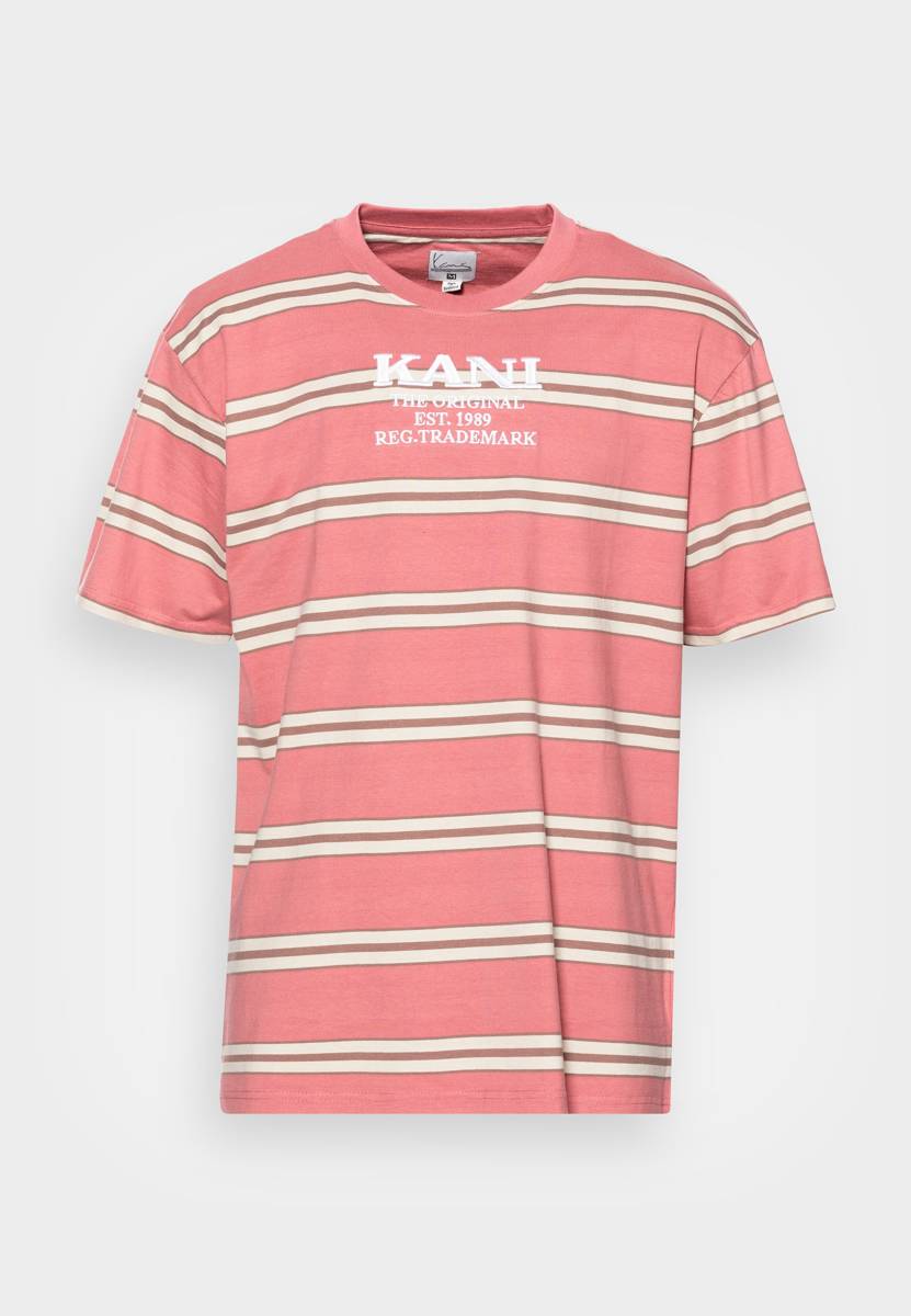 Karl Kani T shirt Retro Stripe Tee rose brown light sand