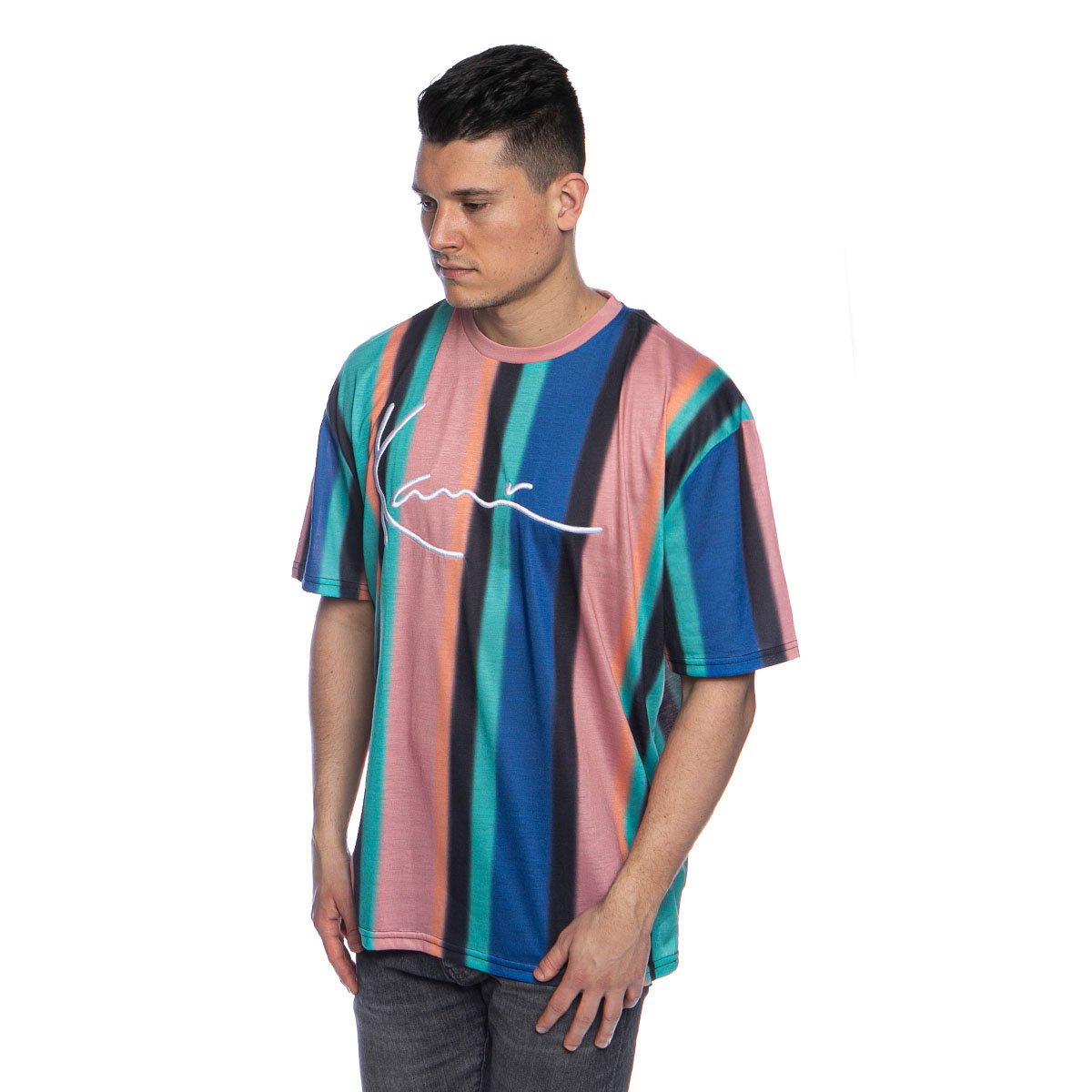 Karl Kani T-shirt Signature Stripe Tee turquoise/black/blue/pink ...