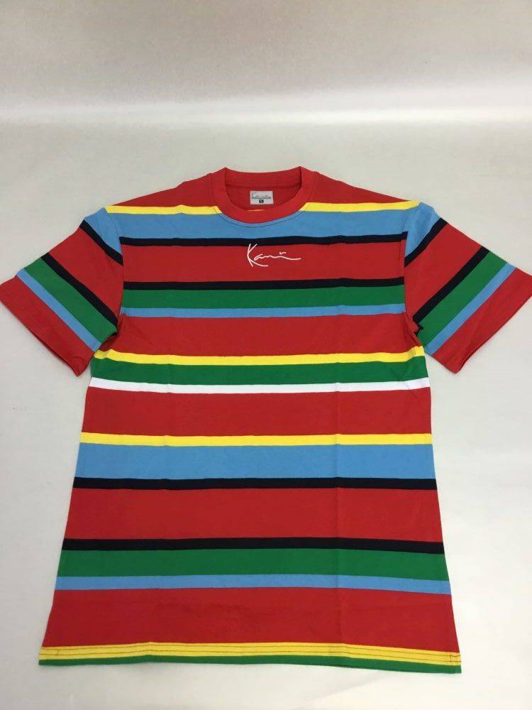 Karl Kani T-shirt Small Signature Stripe Tee red | Bludshop.com