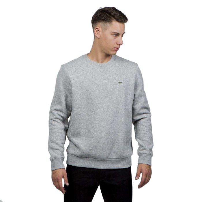 Lacoste Men's Neck Brushed Sweatshirt grey heather | Bludshop.com