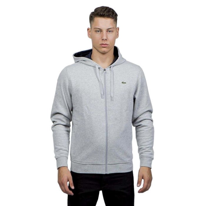 Lacoste Men's Zip Brushed Sweatshirt grey heather | Bludshop.com