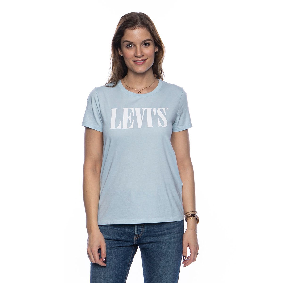 Levis T Shirt Wmns The Perfect Tee 90s Serif Ocean 