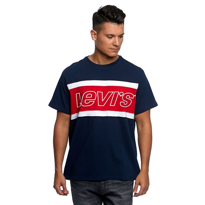 Levi's t-shirt Color Block Tee Jersey navy/red/white | Bludshop.com