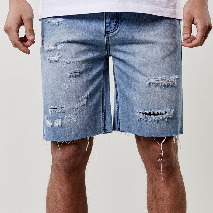 raw edge denim shorts