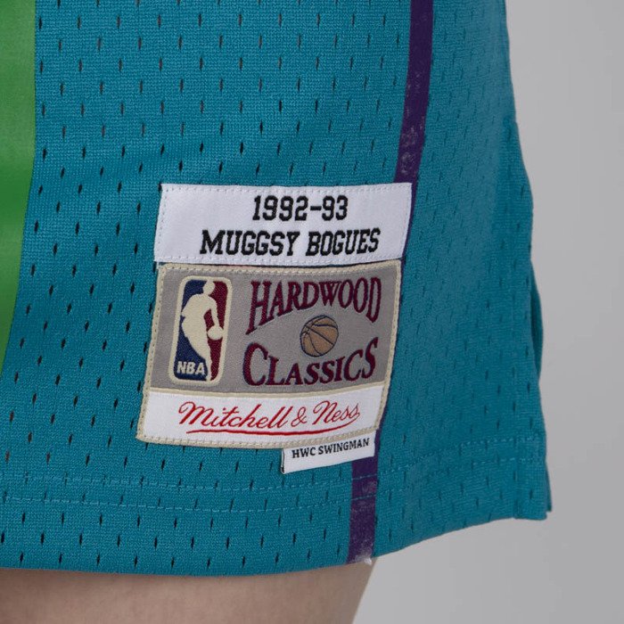 Mens Charlotte Hornets Muggsy Bogues adidas Teal Hardwood Classics Swingman  Jersey