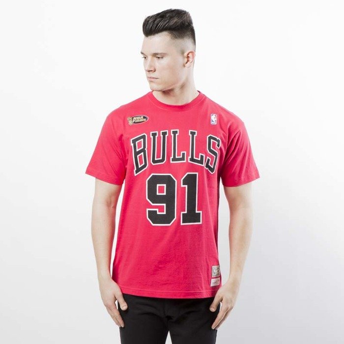 Mitchell & Ness Chicago Bulls #91 Dennis Rodman T-shirt red Name ...