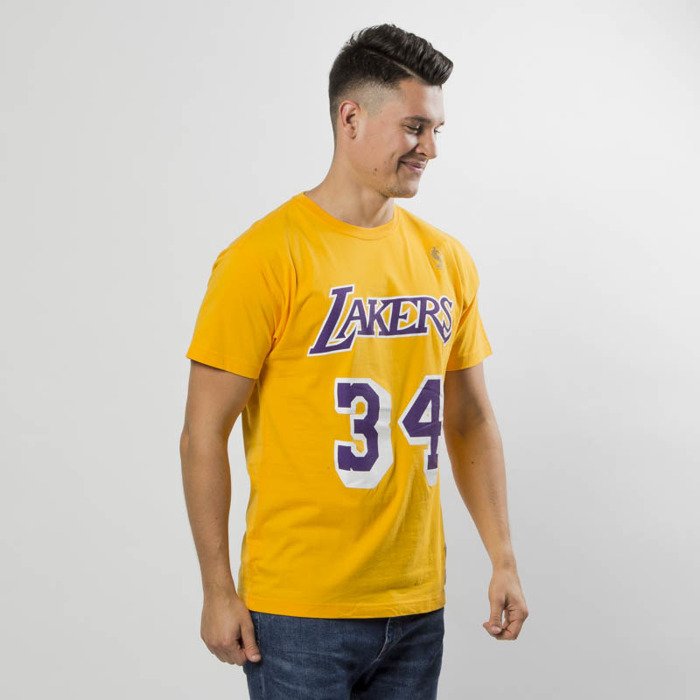 Mitchell & Ness Los Angeles Lakers #34 Shaquille O’Neal T-shirt yellow ...