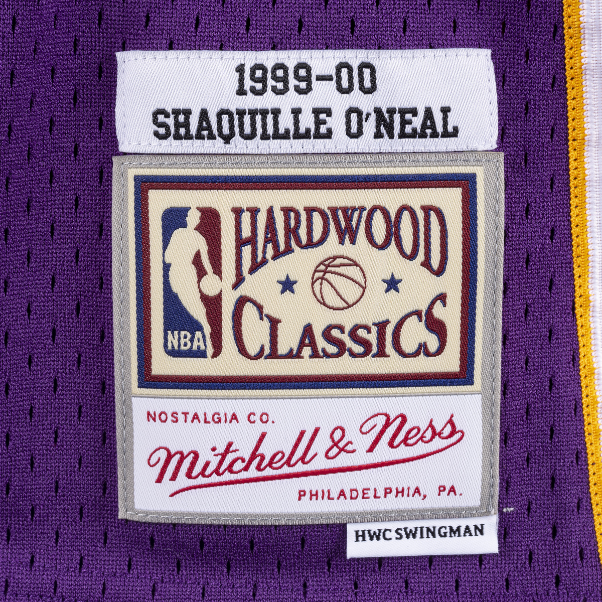 Mitchell & Ness Los Angeles Lakers #34 Shaquille O'Neal White Logo Swingman Jersey  black