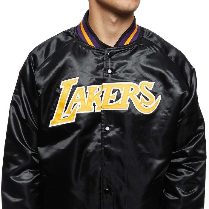 Mitchell Ness Los Angeles Lakers Jacket Black Lightweight Satin Jacket Bludshop Com