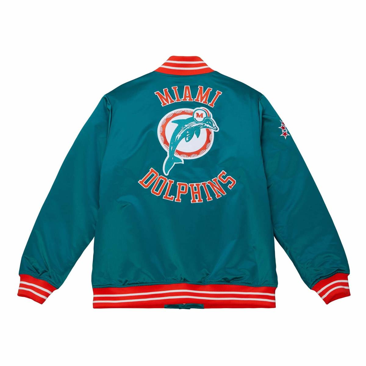 Miami Dolphins Mitchell & Ness All Over Print Crew Sweatshirt - Teal - Mens