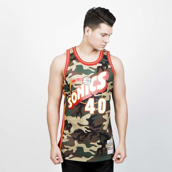 Mitchell & Ness Seattle Supersonics #40 Shawn Kemp green/yellow Swingman  Jersey