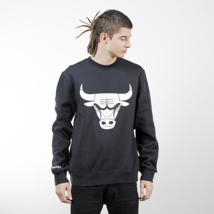 Mitchell Ness sweatshirt crewneck Chicago Bulls black Black and White Logo Bludshop