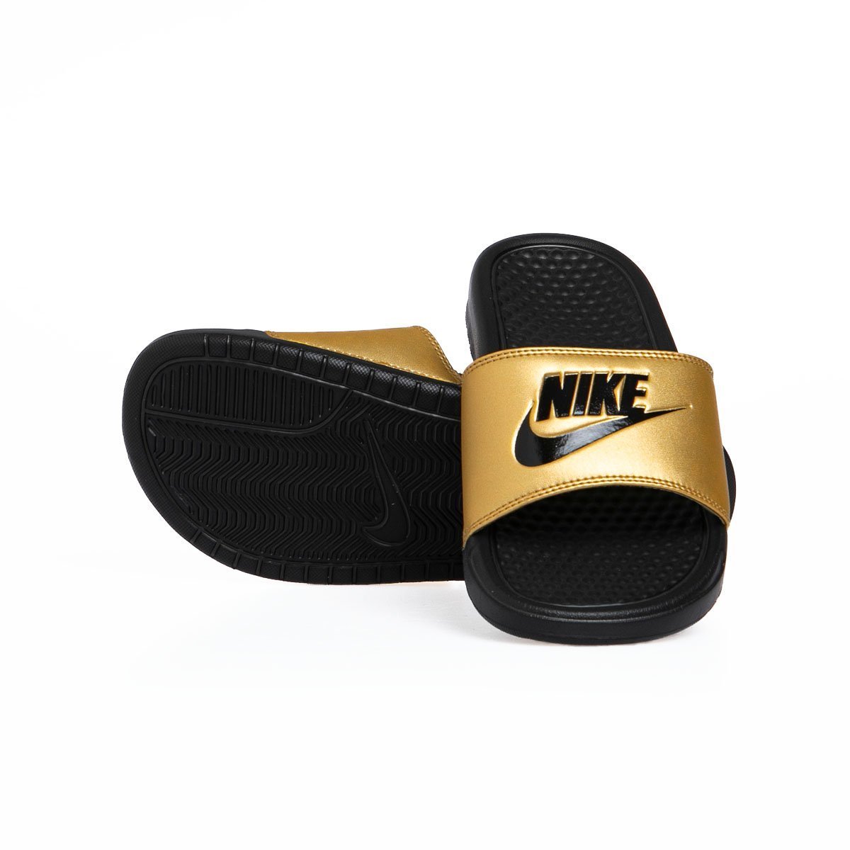 Nike sliders WMNS Benassi JDI black/black-metallic gold (343881-014 ...