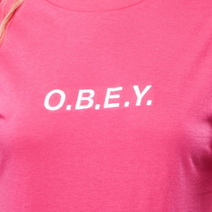 Obey t-shirt Obey Type Tee hot pink WMNS | Bludshop.com