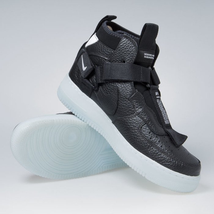 Sneakers Nike Air Force 1 Utility Mid black / half blue-white (AQ9758 ...