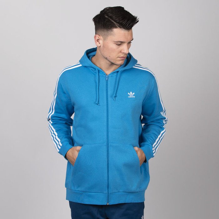 Sweatshirt Adidas Originals 3-Stripes FZ shock cyan | Bludshop.com