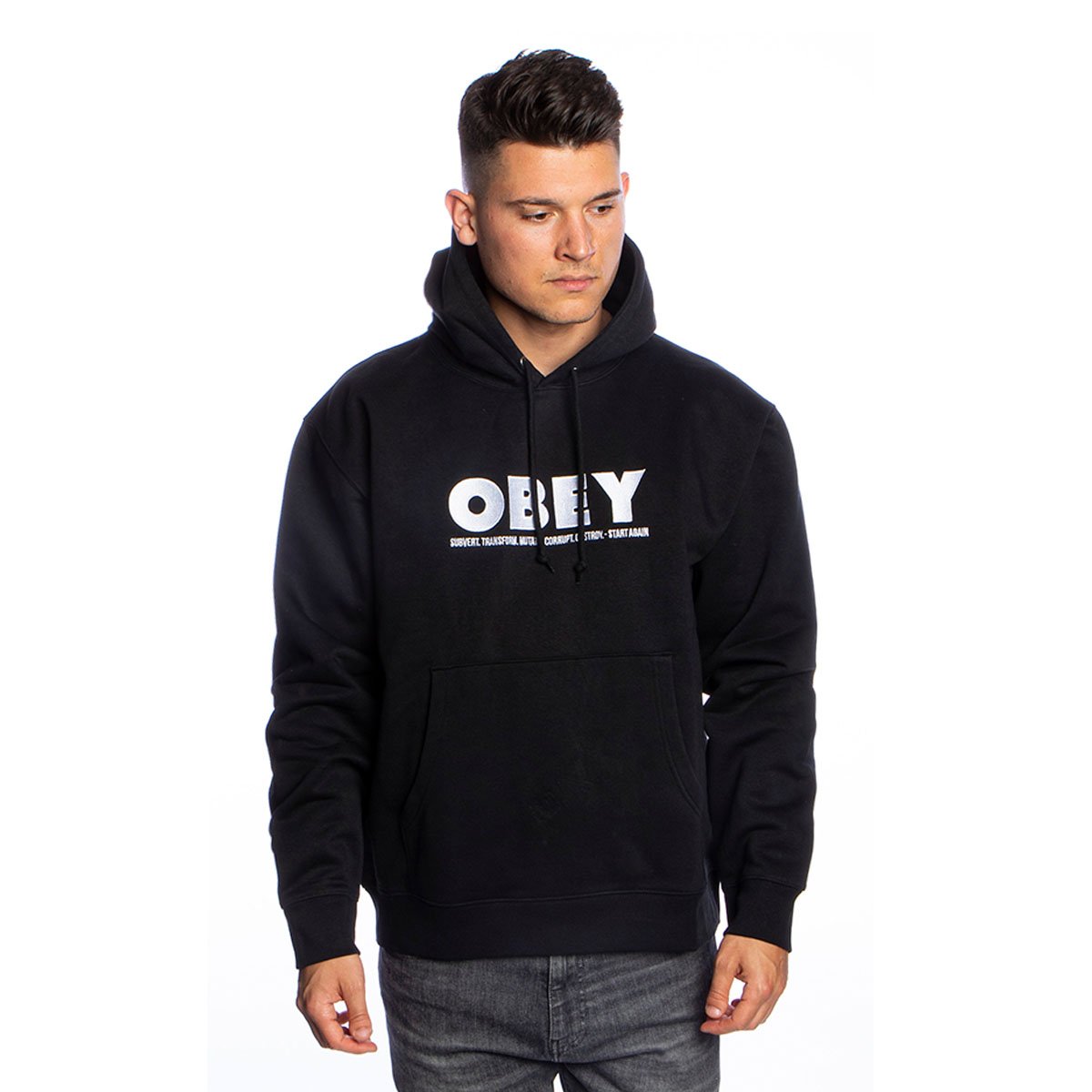 Sweatshirt OBEY Hubbs Hood black Bludshop