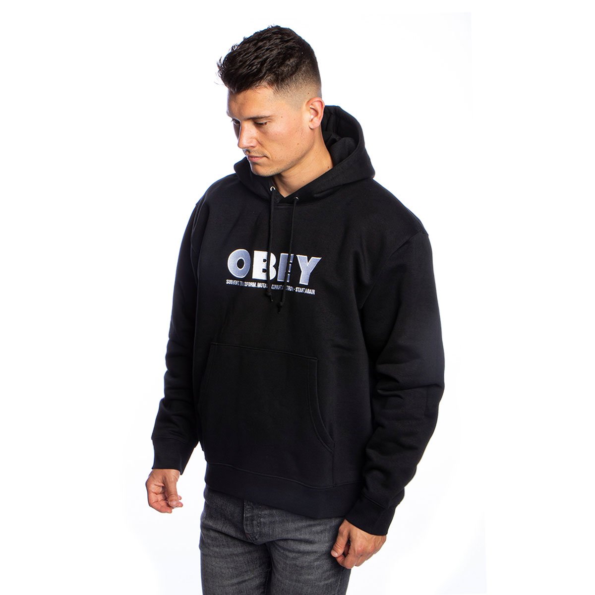 Sweatshirt OBEY Hubbs Hood black | Bludshop.com