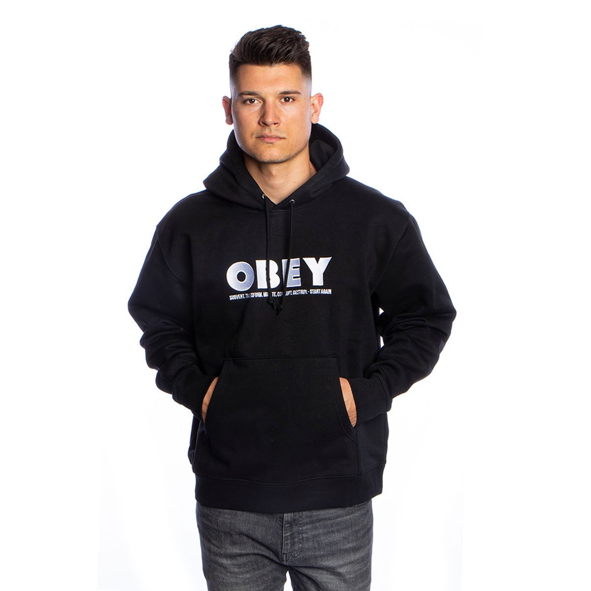 Sweatshirt OBEY Hubbs Hood black | Bludshop.com