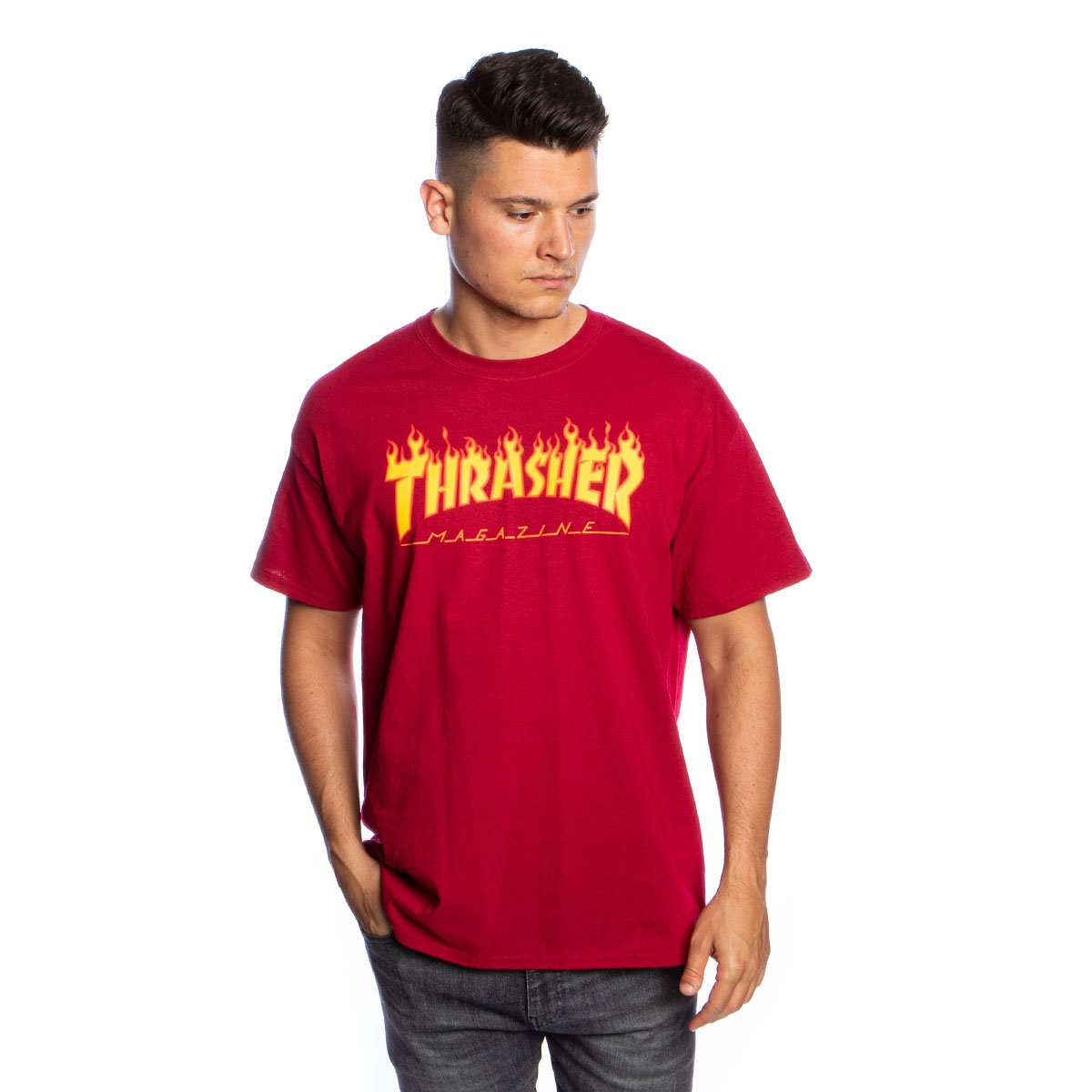 Thrasher t-shirt Flame Logo cardinal | Bludshop.com