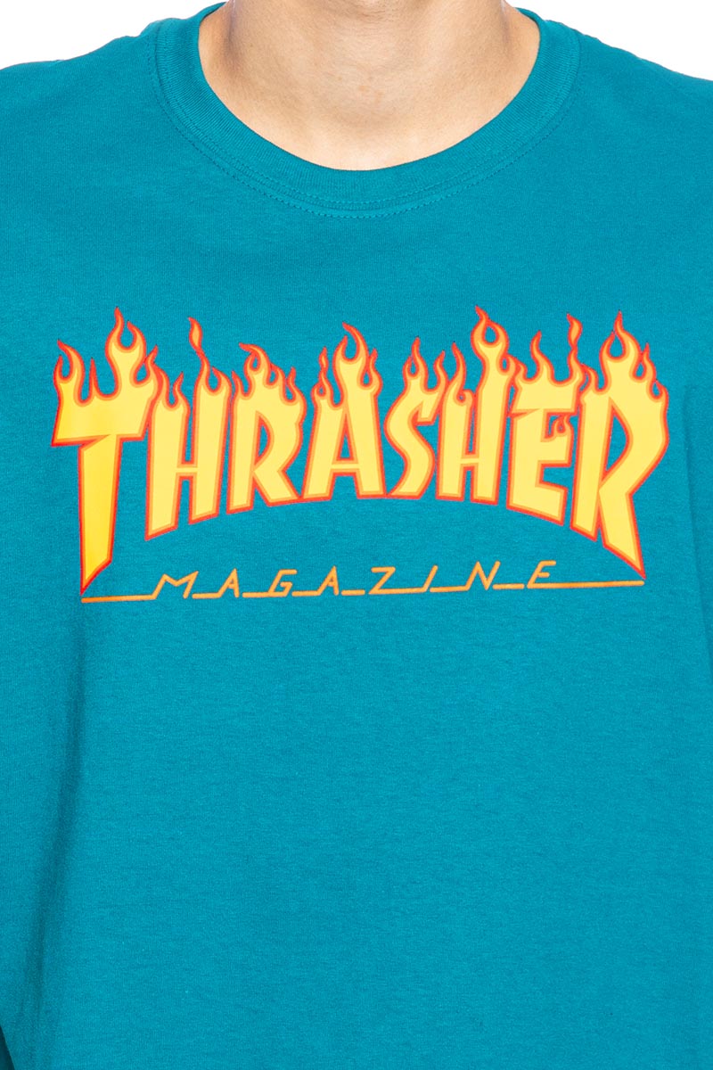 Thrasher t-shirt Flame Logo galapagos blue | Bludshop.com