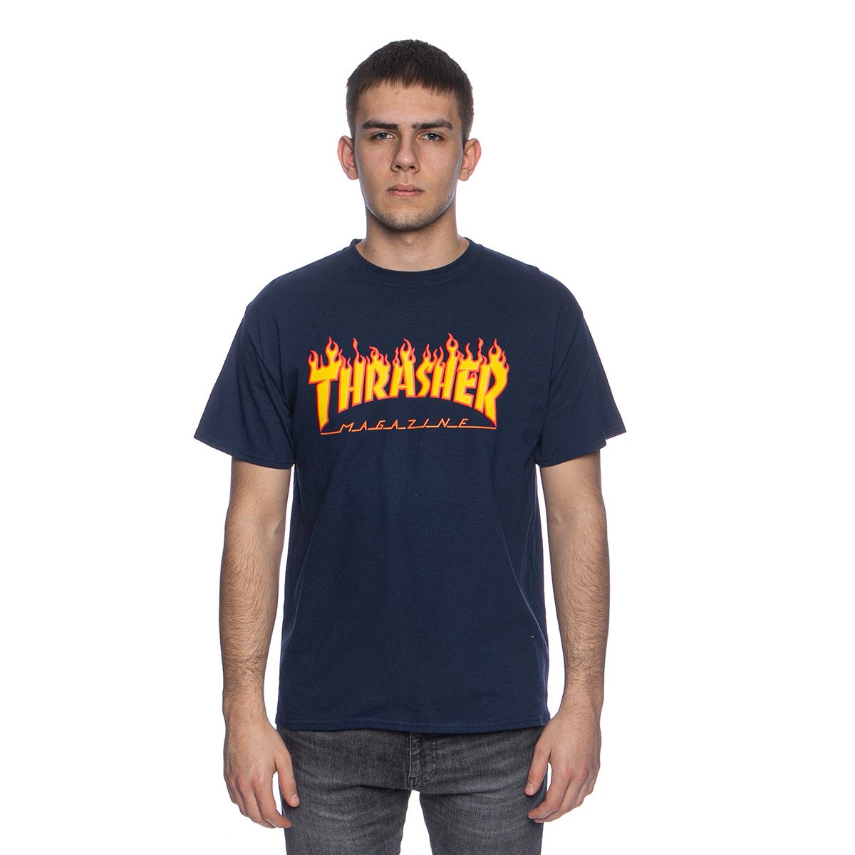 Thrasher t-shirt Flame Logo navy blue | Bludshop.com
