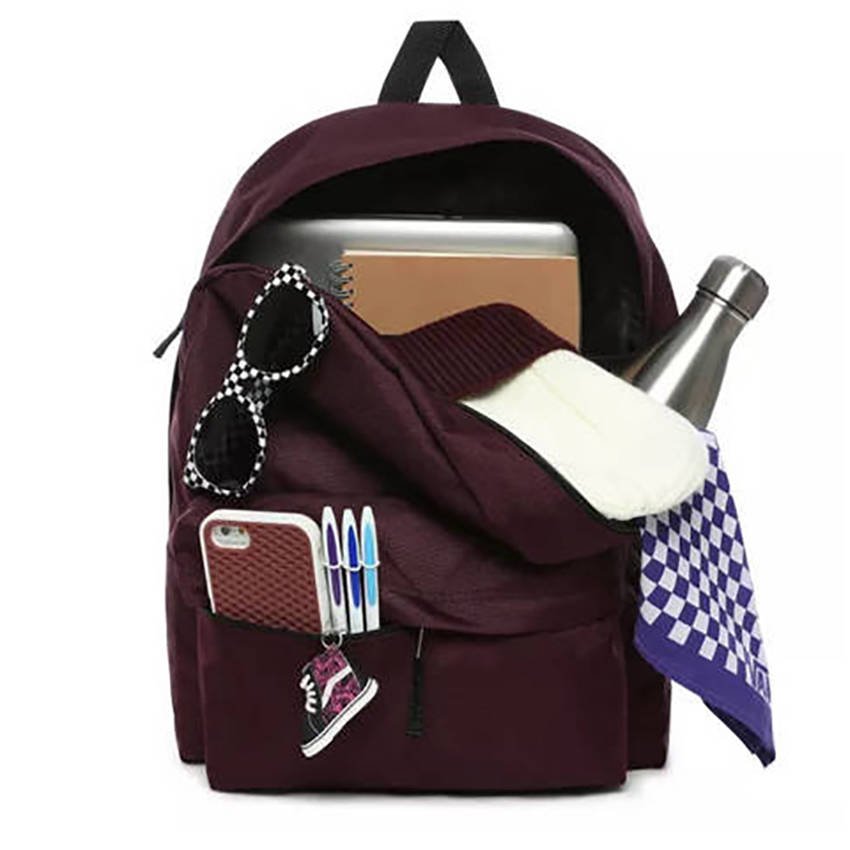 vans realm backpack burgundy