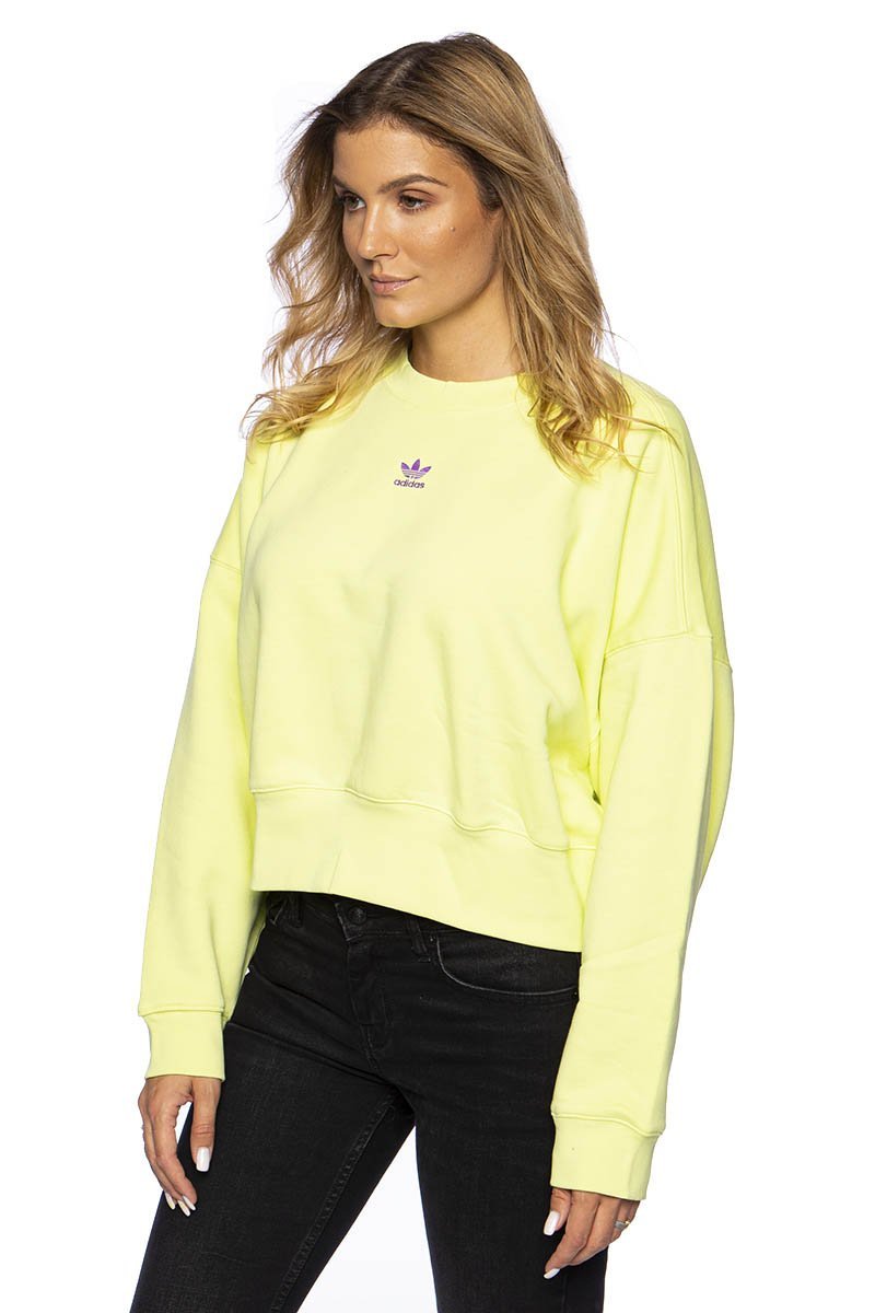 Adidas yellow cropped on sale hoodie