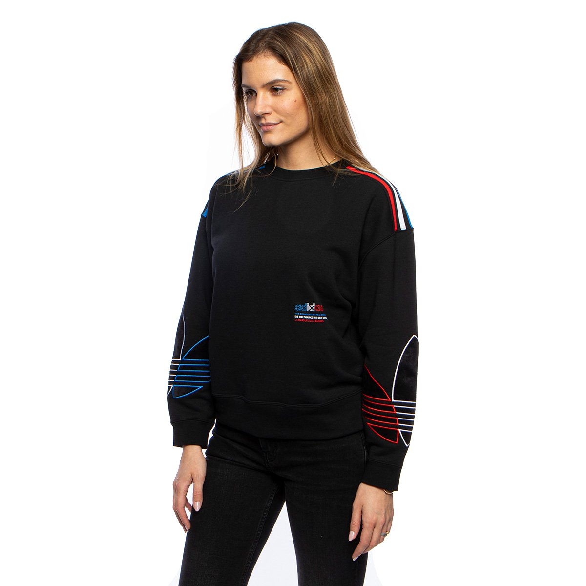 WMNS Sweatshirt Adidas Originals Adicolor Tricolor Trefoil Velvet