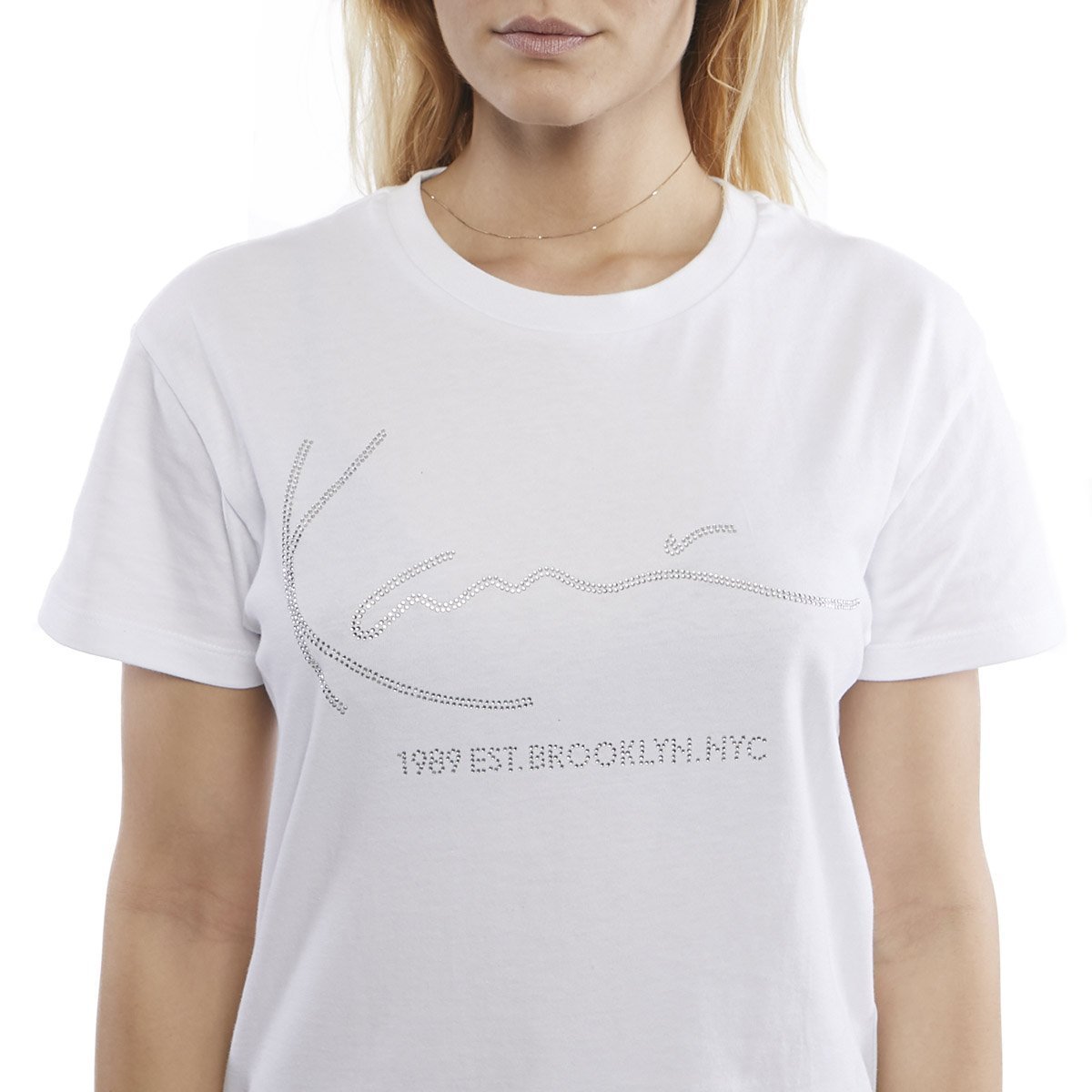 WMNS T-shirt Karl Kani Signature Tee white/silver | Bludshop.com