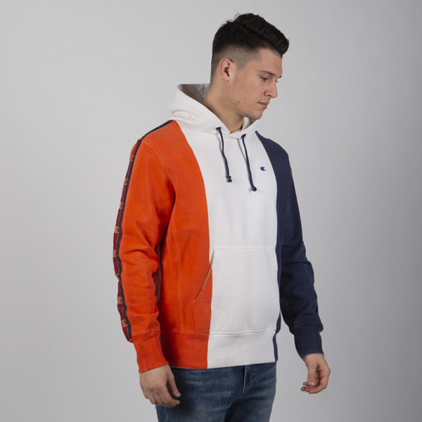 Champion Reverse Weave Handmade Hoodie white orange navy Bludshop