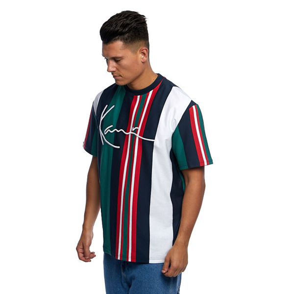 Karl Kani T-shirt Signature Stripe Tee white/navy/green/red | Bludshop.com