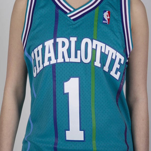 Mitchell & Ness Charlotte 1 Muggsy Bogues teal Swingman Jersey