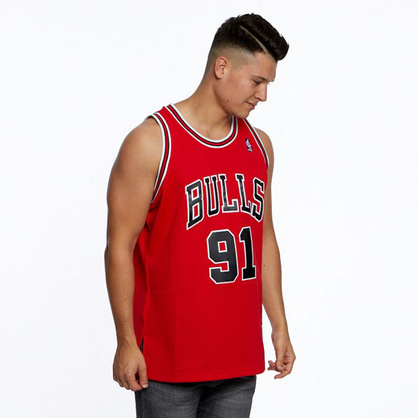 Mitchell & Ness Chicago Bulls #91 Dennis Rodman red Swingman Jersey ...