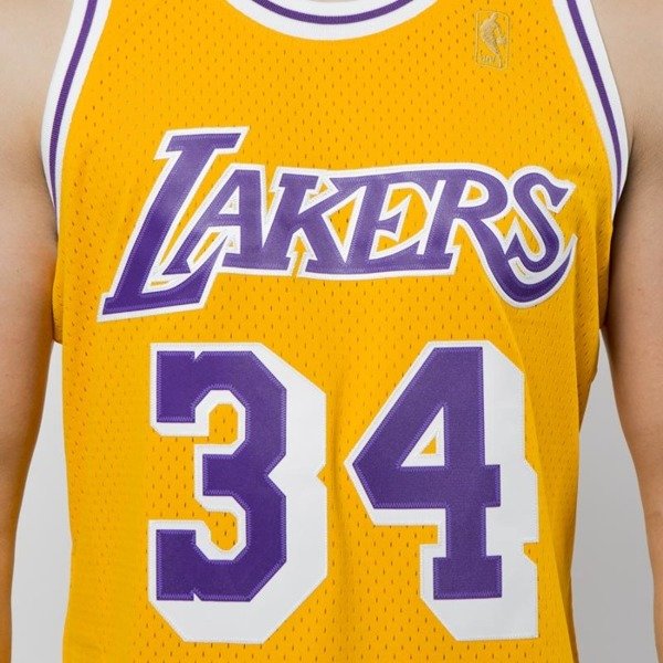 Mitchell & Ness Los Angeles Lakers #34 Shaquille O'Neal yellow Swingman ...