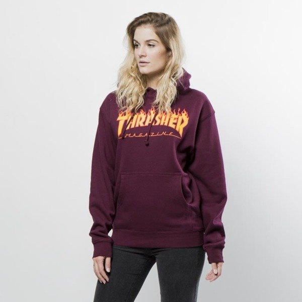 Thrasher flame hoodie outlet maroon